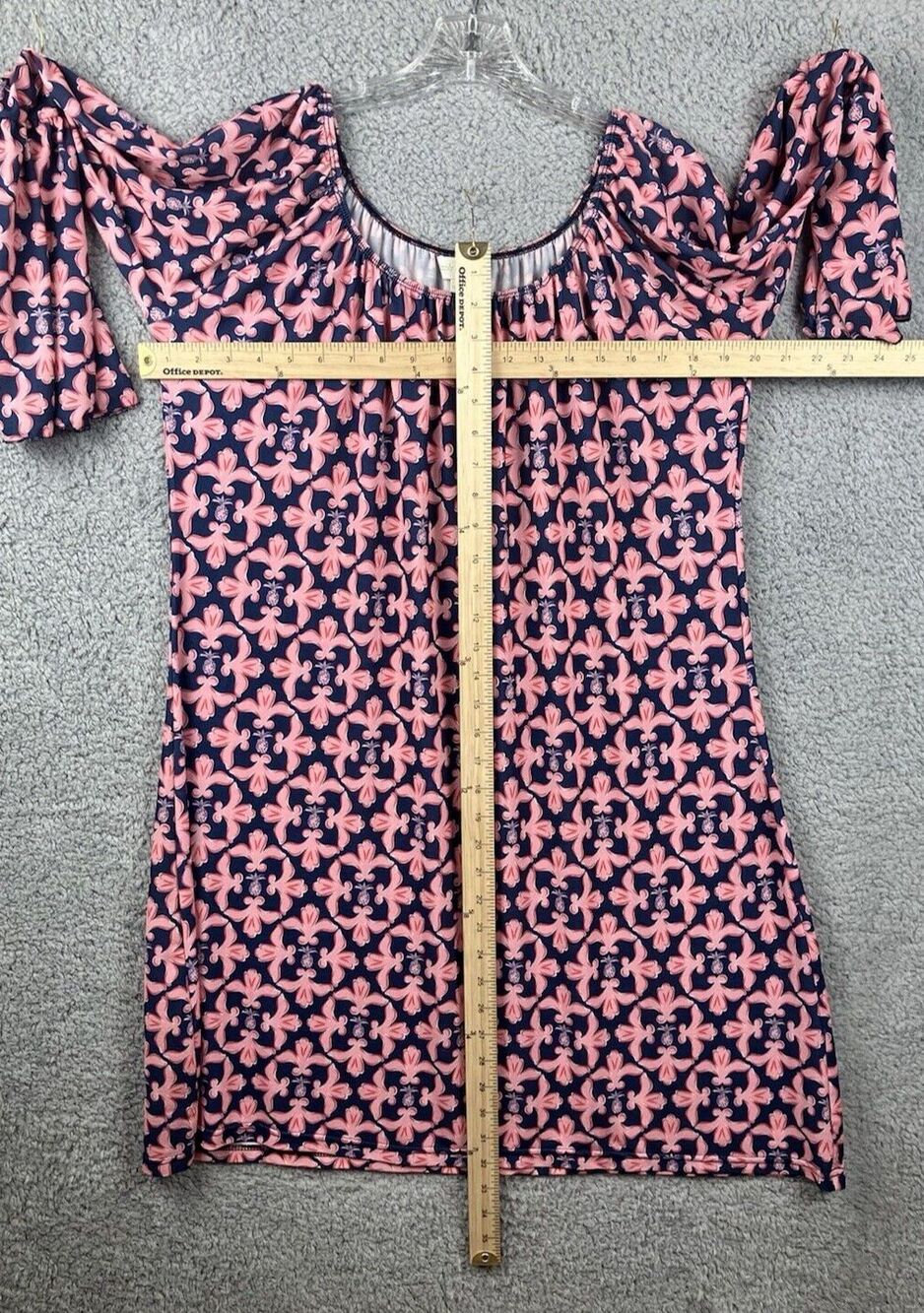 Simply Southern Shift Dress Women's XXL Pineapple Fleur-De-Lis Bell Sleeve Fairy - Picture 3 of 6